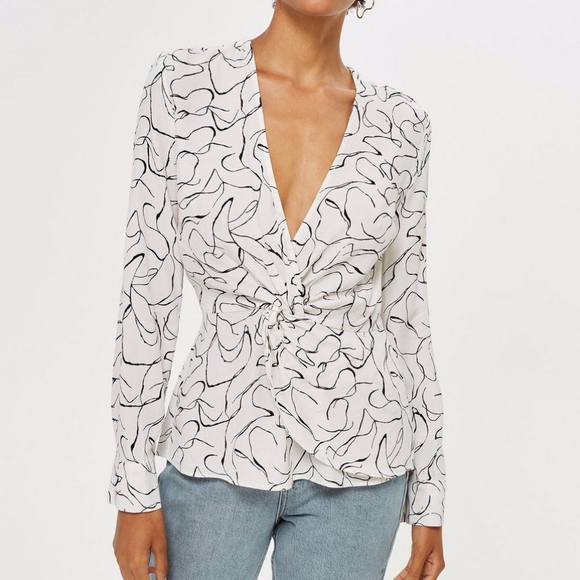 Tops - Topshop Twist Front Print Blouse